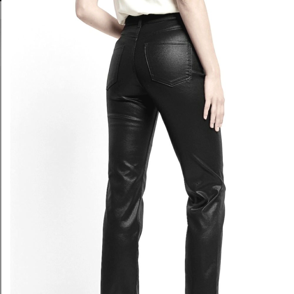 NWOT H&M Shiny black cotton blend pants Size 12